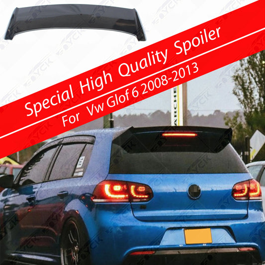 Car Spoilers Factory Direct PP Plastic Carbon Fiber Looks GTR Style Rear Roof Spoiler Wing for  Golf 6 MK6 GTI 2008-2013