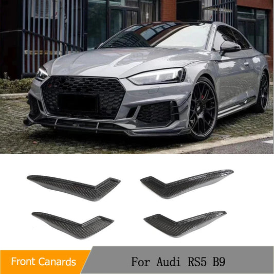 Car Front Body Kits Splitters Canards for Audi A5 S5 Sline RS5 B9 2018-2020 Real Carbon Fiber Front Car Canards Fins