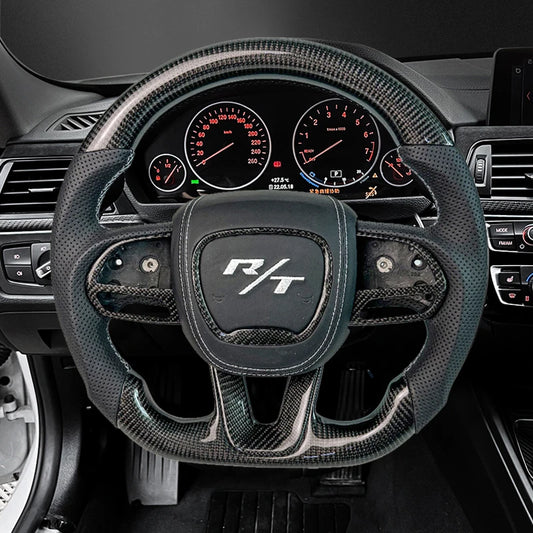 Carbon Fiber Leather Steering Wheel For Dodge Challenger/Hellcat/Charger SRT HELLCAT 2015-2020 Car Steering Wheel