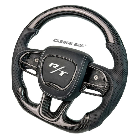 Carbon Fiber Leather Steering Wheel For Dodge Challenger/Hellcat/Charger SRT HELLCAT 2015-2020 Car Steering Wheel